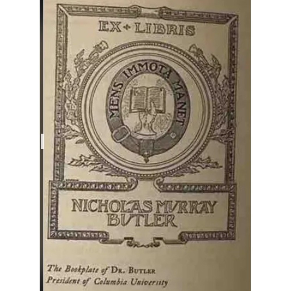 Ex Libris Bookplate 1918 Columbia Rare American Society Collectors Rare